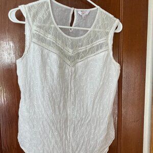 White Eyelet Lace Sleeveless Top